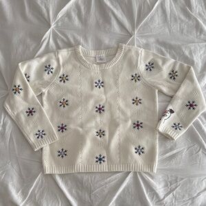 Hanna Andersson white pointelle Disney Frozen Snowflake Sweater sz 5